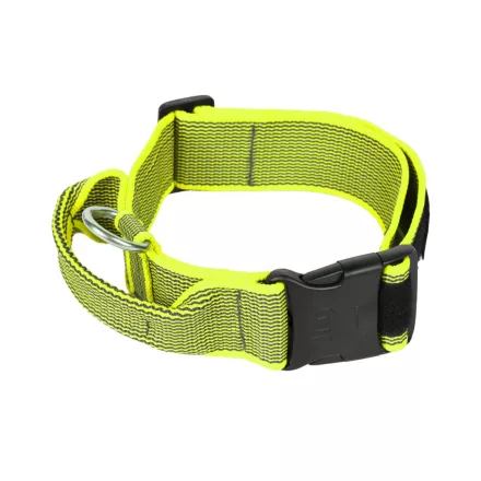 IDC Color&Gray 50 mm széles nyakörv fogóval és cserélhető felirattal, UV sárga