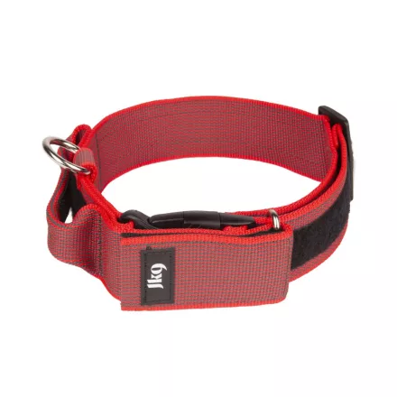 IDC Color&Gray 50 mm széles nyakörv fogóval, biztonsági zárral és cserélhető felirattal, piros