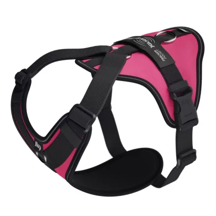 JK9 Longwalk Light kutyahám okoseszköz-tartó hámfelirattal, sötét pink, méret: L